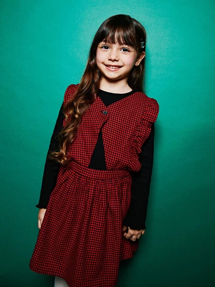 LCW Kids Siyah Yılbaşı Temalı Kız Çocuk Bluz ve Salopet Takım 2'li Takım ürün görseli 1