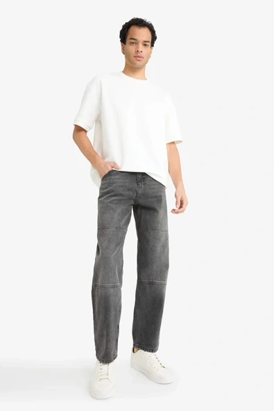 Defacto E8420AXNM40 Siyah Relax Fit Yırtık Detaylı Jean Pantolon ürün görseli 1