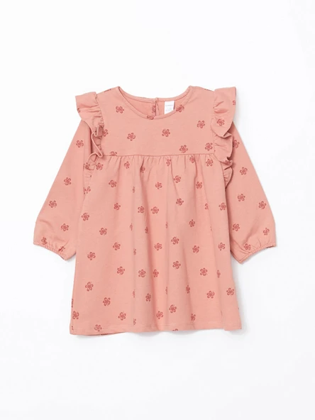 LCW Kids Pembe Bisiklet Yaka Uzun Kollu Kız Çocuk Elbise ürün görseli 1