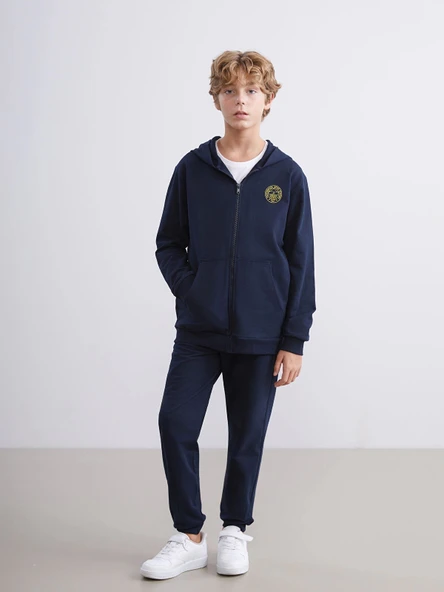 LCW Kids Lacivert Kapüşonlu Fenerbahçe Baskılı Erkek Çocuk Sweatshirt ve Eşofman Altı 2'li ürün görseli 1