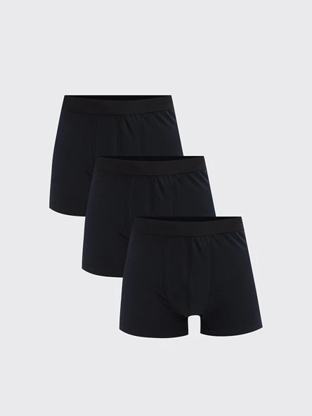 LC WAIKIKI Siyah Rahat Kalıp Pamuklu Esnek Erkek Boxer 3'lü ürün görseli 1