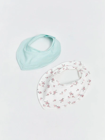 LCW baby Ekru Baskılı Kız Bebek Mama Önlüğü 2'li ürün görseli 1