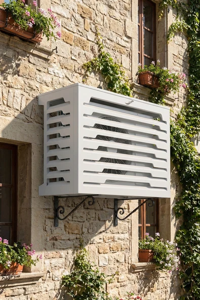 Klima Motoru/Dış Ünite Gizleme/Koruma Kafesi M 18000 BTU - 24000 BTU 110x56x85(H) Stage  Beyaz ürün görseli 1