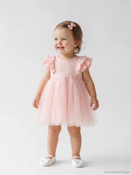 LCW baby Pembe Kız Bebek Fırfır Detaylı Tütü Elbise ürün görseli 1