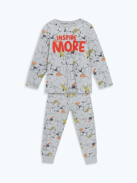 LCW Kids Gri Bisiklet Yaka Erkek Çocuk Pijama Takımı ürün görseli 1