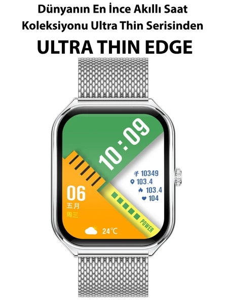 Logia Ultra Thin Edge Akıllı Saat Çelik Kasa Metal Kordon Gümüş ürün görseli 1