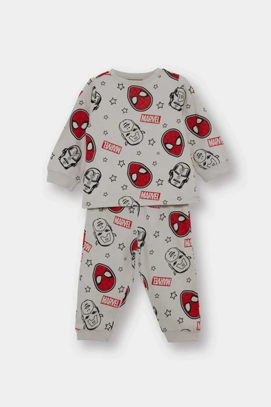 Defacto F4579A5GR470 Gri Erkek Bebek Marvel Comics Pijama Takımı Penye Uzun Kollu Üst Uzun Alt ürün görseli 1