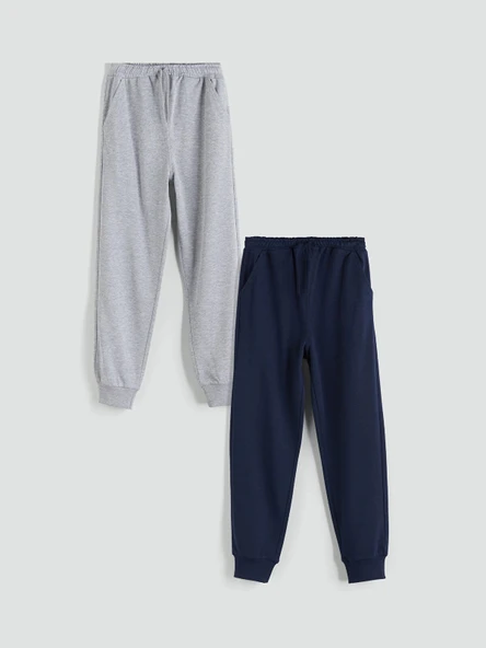 LC WAIKIKI Lacivert Beli Lastikli Erkek Çocuk Jogger Eşofman Alt 2'li ürün görseli 1