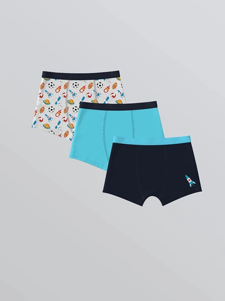 LCW Kids Gri Baskılı Erkek Çocuk Boxer 3'lü ürün görseli 1