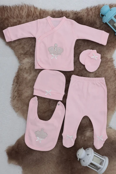 Sema Baby 5 Parça Hastane Çıkışı Zıbın Seti 0-3 Ay - Queen ürün görseli 1