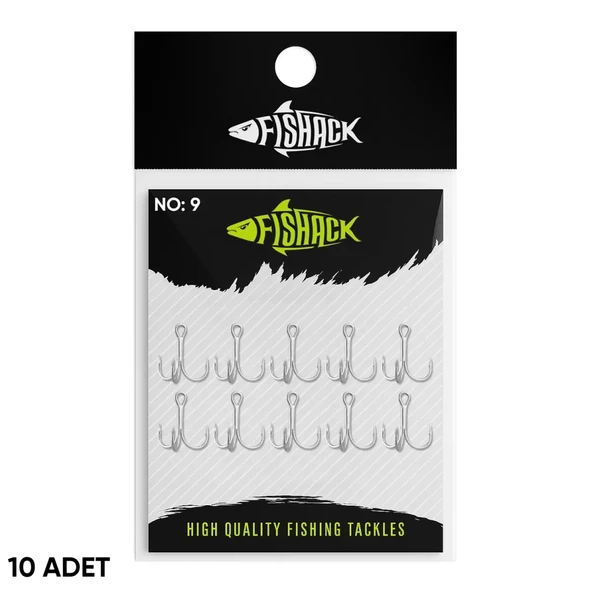 Üçlü İğne - Nikel Üçlü Kanca - Fishack 3210 - 10 Adet -  No: 9 ürün görseli 1