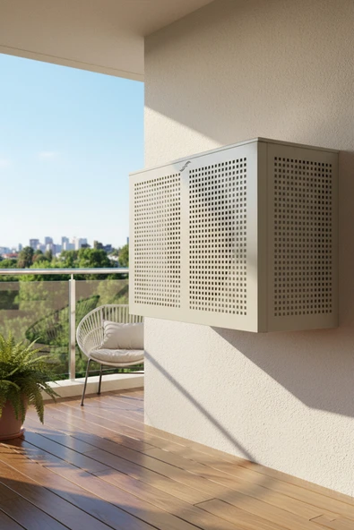 Klima Motoru/Dış Ünite Gizleme/Koruma Kafesi M 18000 BTU - 24000 BTU 110x56x85(H) Square  Açık Gri ürün görseli 1