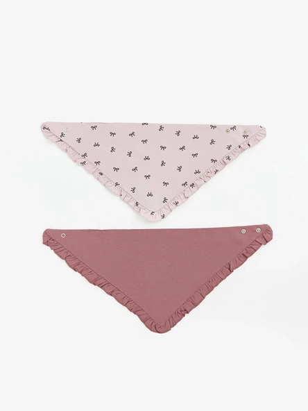 LCW baby Pembe Baskılı Kız Bebek Mama Önlüğü 2'li ürün görseli 1