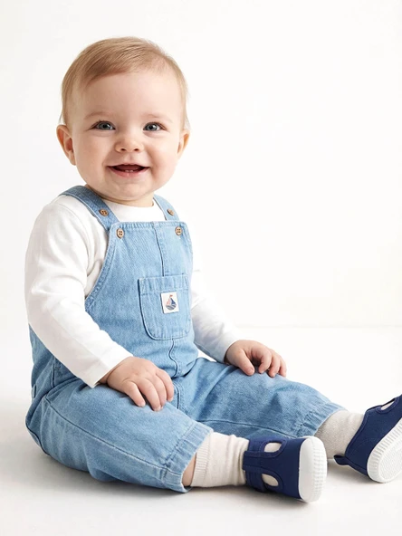 LCW baby İndigo Erkek Bebek Jean Salopet ve Tişört ürün görseli 1