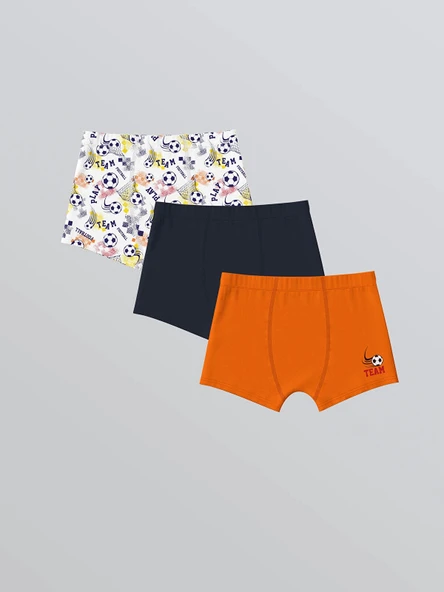 LCW Kids Beyaz Baskılı Erkek Çocuk Boxer 3'lü ürün görseli 1