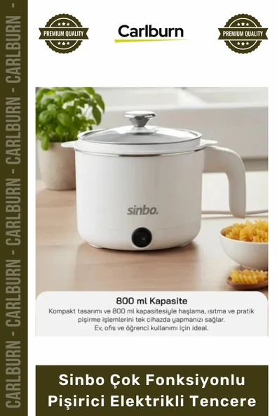 #Tencere 800ml 400W Buharlı Aparatlı Hızlı Pratik Beyaz Sinbo Çok Fonksiyonlu Pişirici Elektrikli Tencere ürün görseli 1
