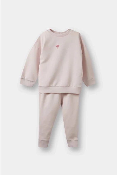 Defacto E8358A5PR306 Mor Kız Bebek Sweatshirt Kumaşı 2'li Takım ürün görseli 1