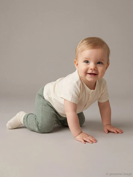 LCW baby Ekru Erkek Bebek Müslin Tişört ve Pantolon ürün görseli 1