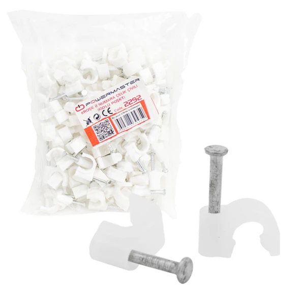POWERMASTER 2 NUMARA ÇELİK ÇİVİLİ 6 MM KROŞE 100'LÜ POŞET)(DATA, ANTEN KABLOLARI İÇİN ürün görseli 1