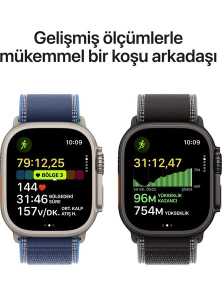 Apple Watch Ultra 3 Gps + Cellular, 49 mm Siyah Titanyum Kasa ve Siyah Trail loop VİTRİN ürün görseli 1