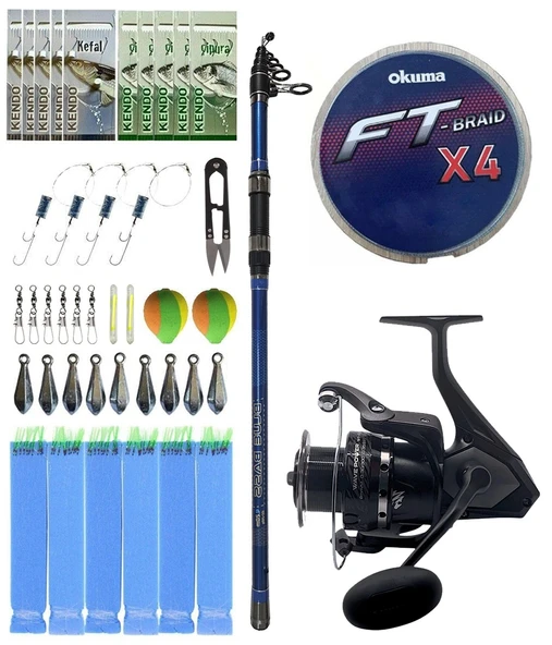 Yek Outdoor Surf Olta Seti Kendo Blue Bass 4.20m 100-250gr Olta Kamışı&Okuma Wave Power WP-6000A1 Olta Makinesi ürün görseli 1