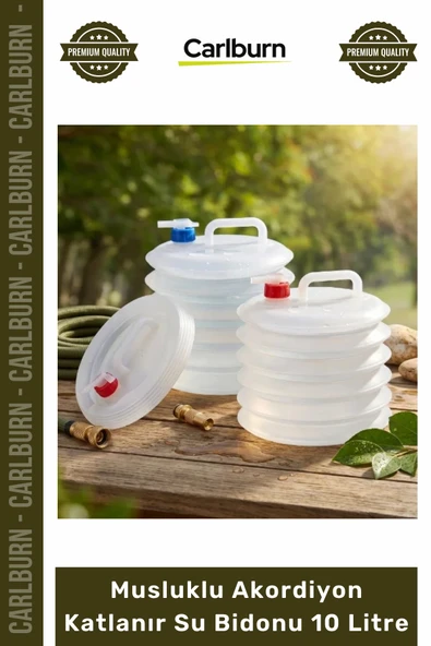 #SuBidonu Kamp Karavan Piknik Dağcılık Araç Bagajı Musluklu Akordiyon Katlanır Su Bidonu 10 Litre ürün görseli 1