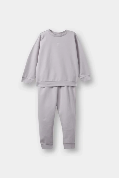 Defacto E8358A5PN688 Pembe Kız Bebek 2'li Takım Basic Düz Sweatshirt Eşofman Altı ürün görseli 1
