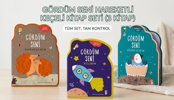 Gördüm Seni Hareketli ve Keçeli Kitap Seti 3 Kitap(6 Ay - 4 Yaş Aktivite) ürün görseli 1