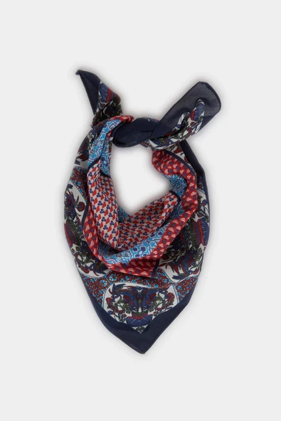 Defacto A0847AXBE230 Mavi Kadın Desenli Pamuklu Bandana ürün görseli 1
