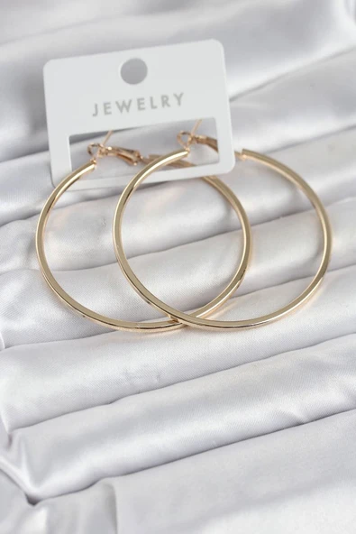 Gold Renk Pirinç Köşeli Kenar Halka 54 mm Kadın Küpe - TJ-BKP11767 ürün görseli 1