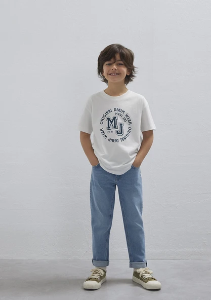 Mavi 6610395-70057 MJ Logo Baskılı Ekru Tişört ürün görseli 1