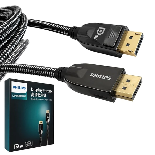 Philips SWR3139W/93 2 Metre 8K 60Hz Displayport 1.4 Kablo Premium Örgülü Zırhlı ürün görseli 1