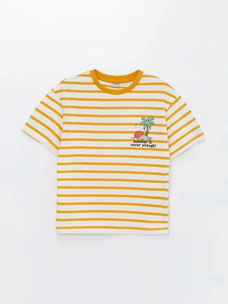 LCW Kids Sarı Rahat Kalıp Bisiklet Yaka Erkek Çocuk Tişört ürün görseli 1