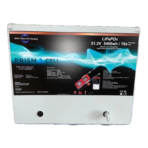 Prismacell 51.2 105AH 105A 105 Amper LiFePo4 Akü ABS Kasa (48V 100 Amper Lityum Batarya) Solar Akü ürün görseli 1
