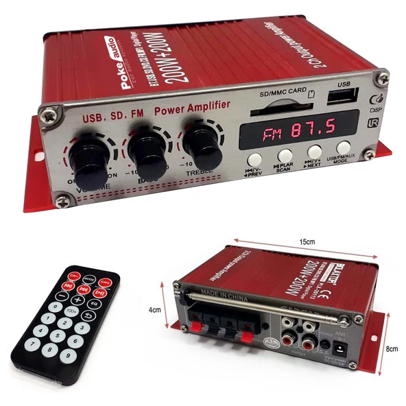 Mini Anfi 400 Watt 12v Bluetooth Usb Sd Fm Radio Poke PK-6103 ürün görseli 1