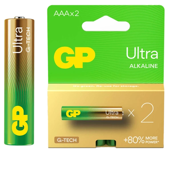 Ultra Alkalin İnce Kalem Pil AAA 2 Adet G-TECH GP24AU R03 ürün görseli 1