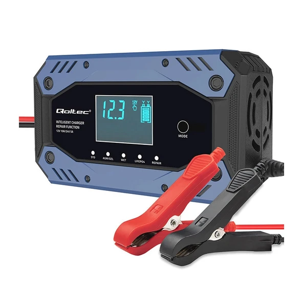 LiFePO4 12-24 12V 24V Şarj Cihazı 10A LCD Ekranlı 9 Aşamalı AC-DC Şebeke Şarj ürün görseli 1