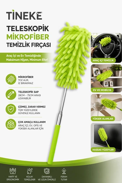 TİNEKE Teleskobik Mikrofiber Araç Içi Ve Temizlik Fırçası ürün görseli 1