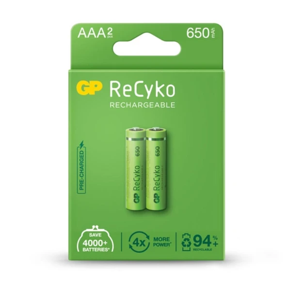 Gp Recyko Şarjlı Pil Aaa İnce 650Mah (2 Adet) ürün görseli 1