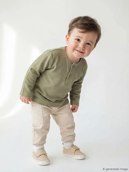 LCW baby Haki Erkek Bebek Tişört ve Pantolon ürün görseli 1