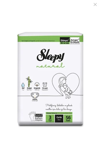 Sleepy Natural 3 Midi 4-9 Kg Cırtlı Bebek Bezi 56 Adet ürün görseli 1