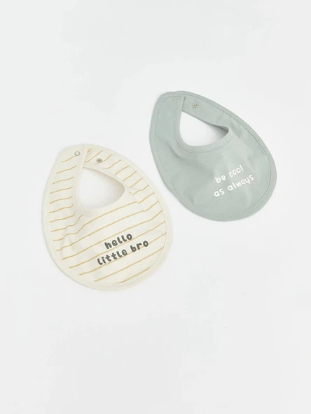 LCW baby Ekru Baskılı Erkek Bebek Mama Önlüğü 2'li ürün görseli 1