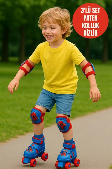 Spiderman Çantalı Dizlik ve Dirseklikli 4 Teker Paten Seti - (22 - 29 Numara için Ayarlanabilir) ürün görseli 1