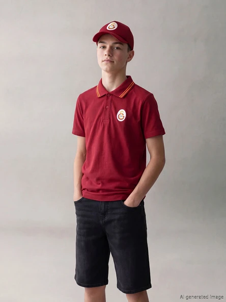 LCW Kids Kırmızı Polo Yaka Galatasaray Baskılı Erkek Çocuk Tişört ürün görseli 1