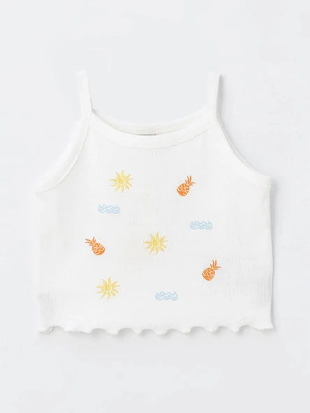 LCW Kids Beyaz Kare Yaka Kız Çocuk Crop Atlet ürün görseli 1