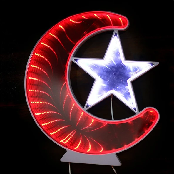 Ay Yıldız Işık Pano Türk Bayrağı LED Dekoratif Aydınlatma Duvar Süs WT-BM079 ürün görseli 1