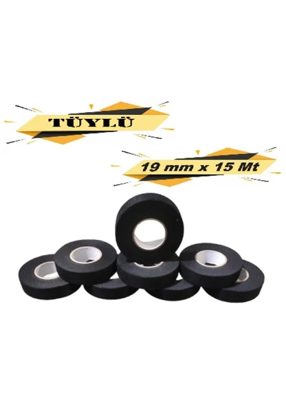 Tüylü Bez Bant Elektrik Kablo Bandı 19 Mm X 15 Metre 8 Adet ürün görseli 1