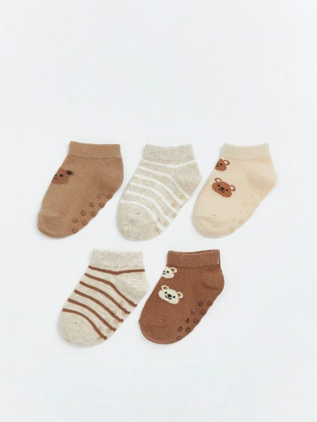LCW baby Kahverengi Erkek Bebek Patik Çorap 5'li ürün görseli 1