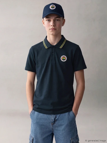 LCW Kids Lacivert Polo Yaka Fenerbahçe Baskılı Erkek Çocuk Tişört ürün görseli 1