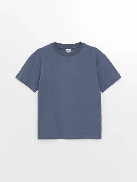 LCW Kids Mavi Oversize Bisiklet Yaka Erkek Çocuk Tişört ürün görseli 1